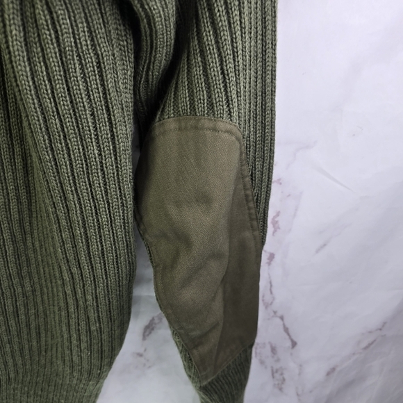 Vintage Wool Sweater Men Medium Green Shoulder Elbow Commando Military Tactical - Picture 9 of 11